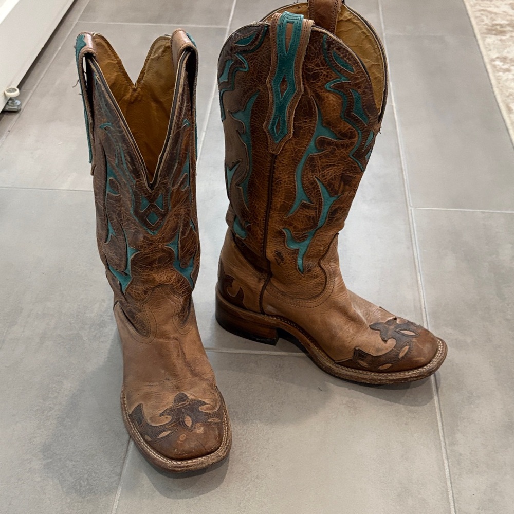 Brown and Teal Western Boots
